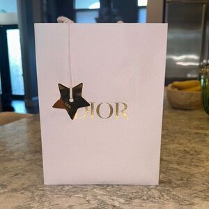 ✨ Dior White Gift Bag with Gold Star Charm – 8”x10”x3”